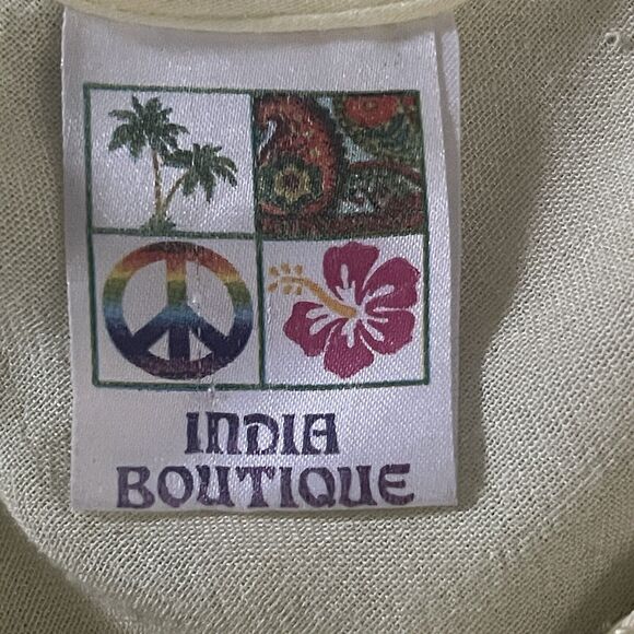 Fairy Butterfly Dress Free Size Yellow Rayon Boho A-line Flowy Festival Beaded - Picture 4 of 11